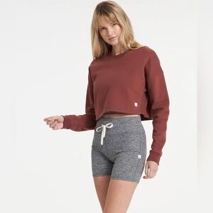 Vuori Restore Cropped Crew Sweatshirt Small Burgundy — Soft Cotton, Worn Once